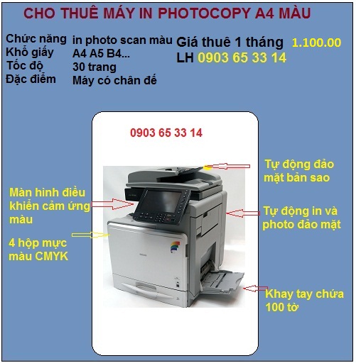 CHo thuê máy in màu A4 photocopy