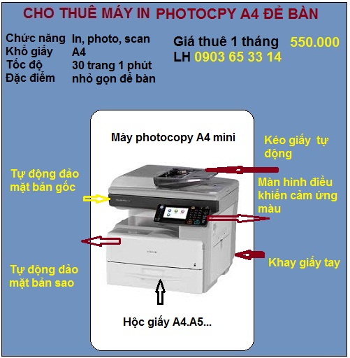 Cho thuê máy photocopy A4 mini