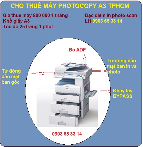 Cho thuê máy photocopy A3 giá rẻ TPHCM
