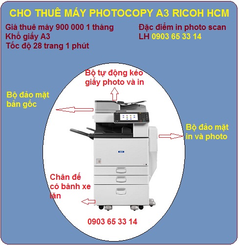 CHo thuê máy photocopy A3 Ricoh 2852 giá rẻ TPHCM